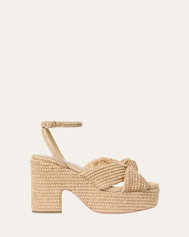 Raffia Knotted Chunky Platform Sandals
